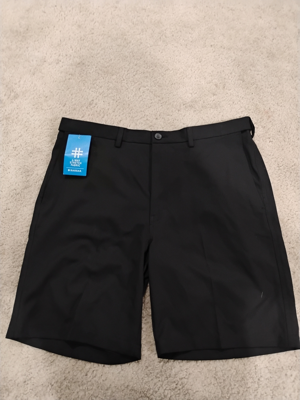 Haggar Black Flat-Front Casual Shorts